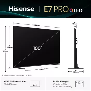 Hisense 100E7Q PRO 2,54 m (100 inch) 4K Ultra HD Smart TV Wi-Fi zwart