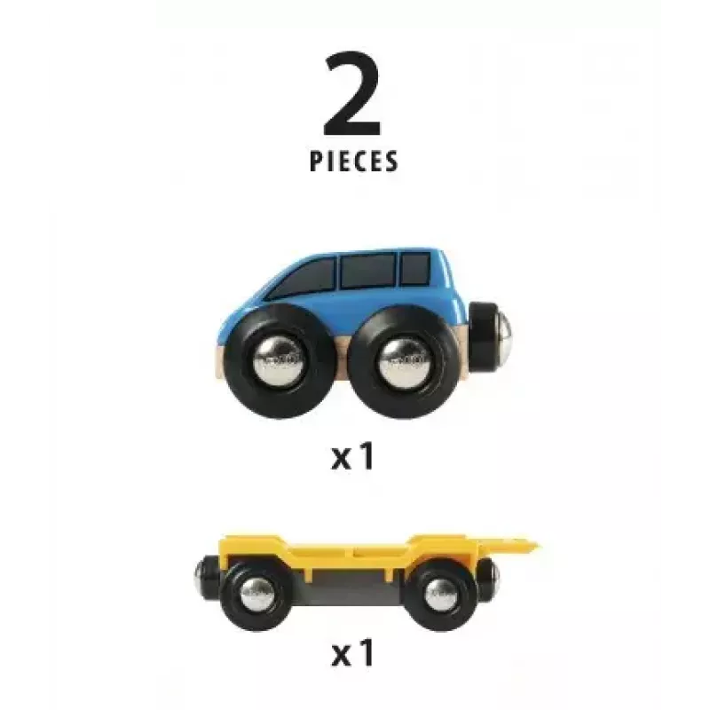Modelspoor autotransporter van Ravensburger BRIO — 2-delig, zwart/blauw/geel