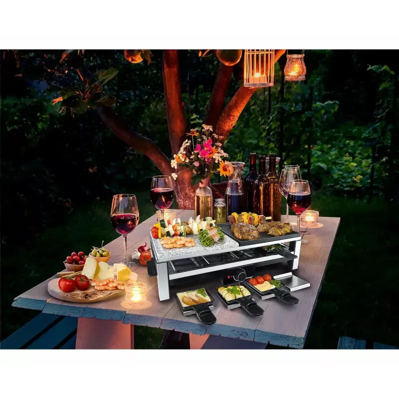 Steba RC 108 Multi-Raclettegrill, 2000 W, 8 pannetjes, roestvrij staal/zwart