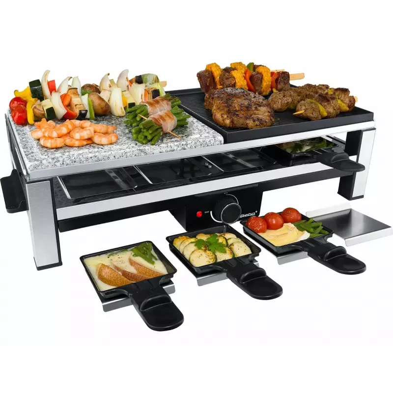 Steba RC 108 Multi-Raclettegrill, 2000 W, 8 pannetjes, roestvrij staal/zwart
