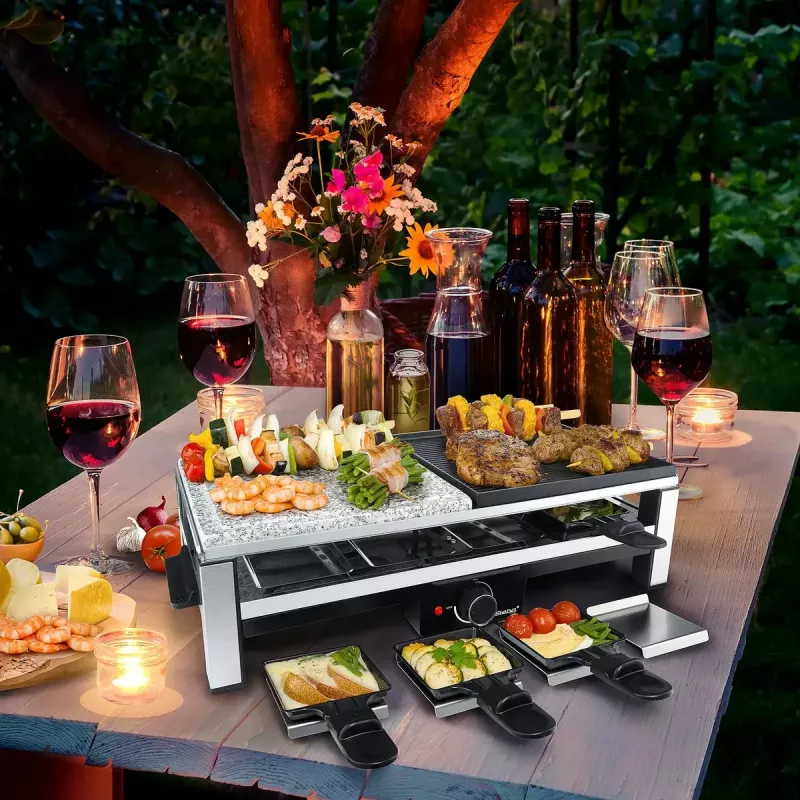 Steba RC 108 Multi-Raclettegrill, 2000 W, 8 pannetjes, roestvrij staal/zwart