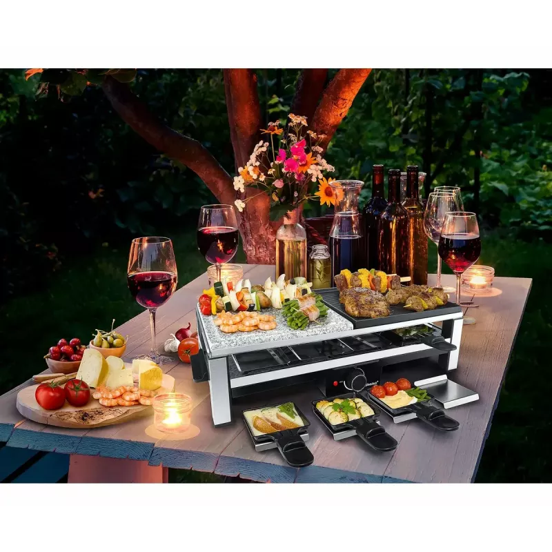 Steba RC 108 Multi-Raclettegrill, 2000 W, 8 pannetjes, roestvrij staal/zwart