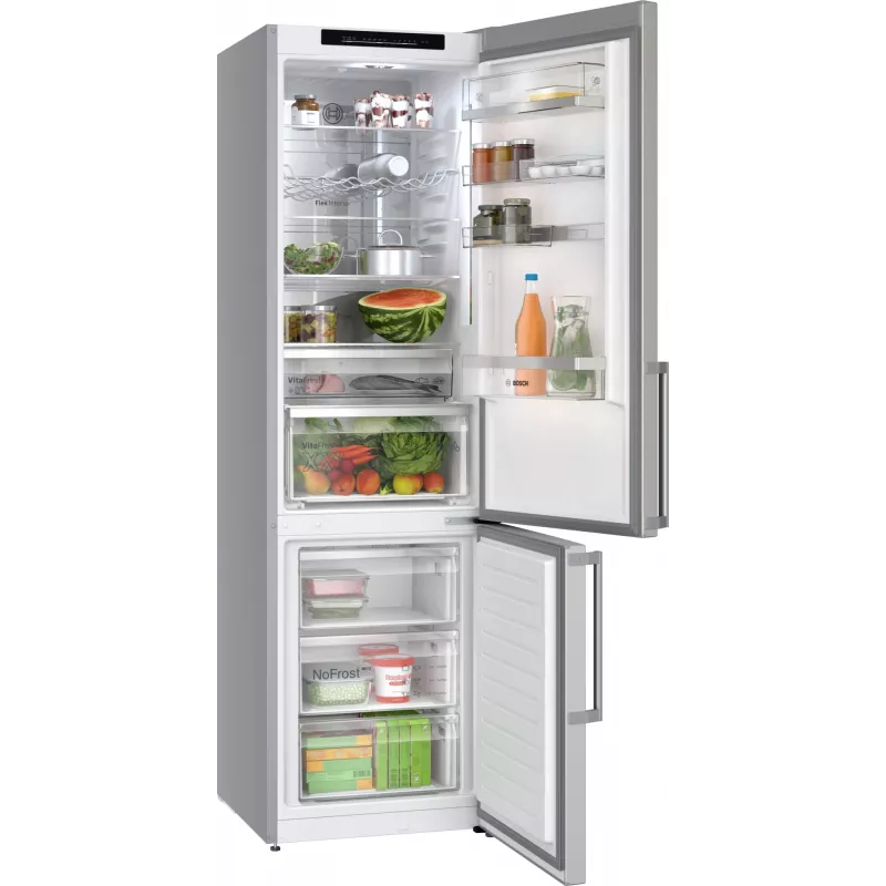 Bosch Serie 6 KGN39AIAU koel-vriescombinatie, vrijstaand, 363 l (260 l + 103 l), 203 cm, energieklasse A, geborsteld roestvrij staal