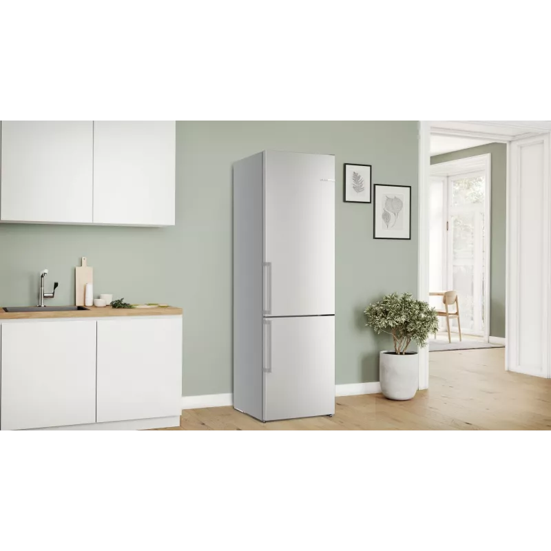 Bosch Serie 6 KGN39AIAU koel-vriescombinatie, vrijstaand, 363 l (260 l + 103 l), 203 cm, energieklasse A, geborsteld roestvrij staal