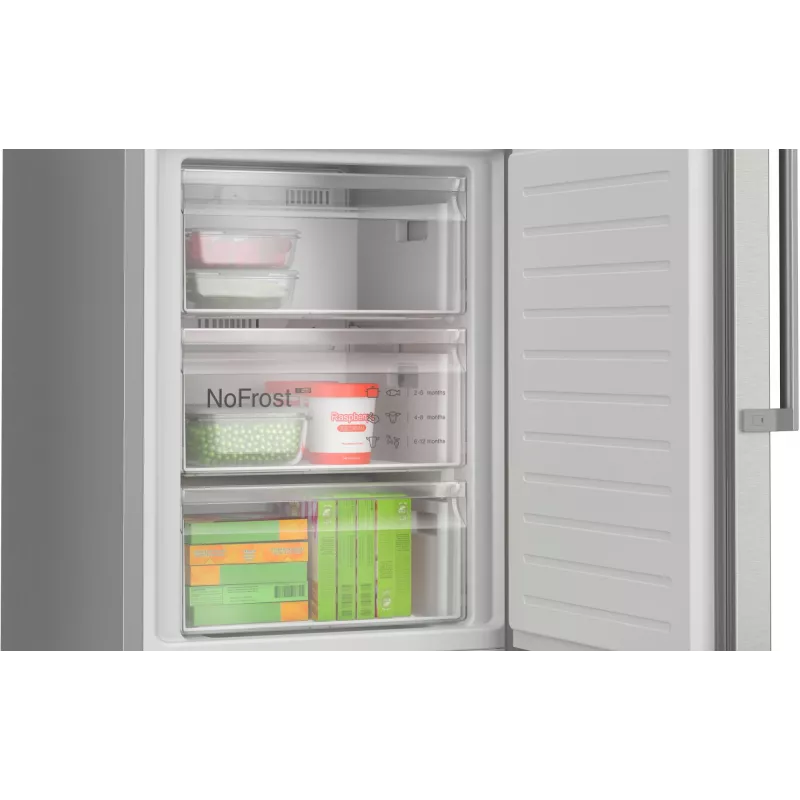 Bosch Serie 6 KGN39AIAU koel-vriescombinatie, vrijstaand, 363 l (260 l + 103 l), 203 cm, energieklasse A, geborsteld roestvrij staal