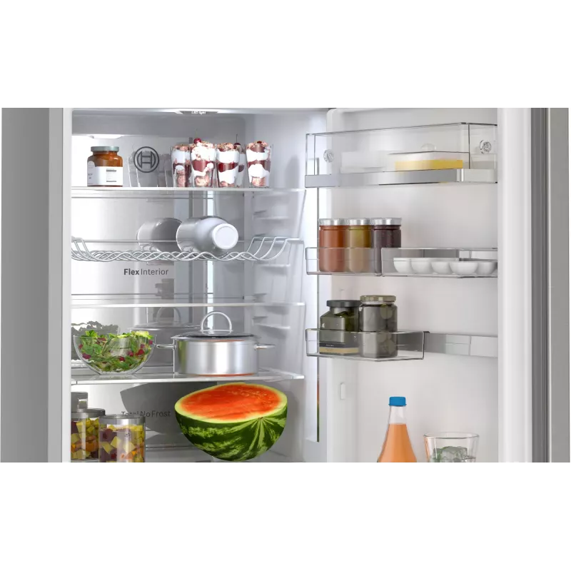 Bosch Serie 6 KGN39AIAU koel-vriescombinatie, vrijstaand, 363 l (260 l + 103 l), 203 cm, energieklasse A, geborsteld roestvrij staal