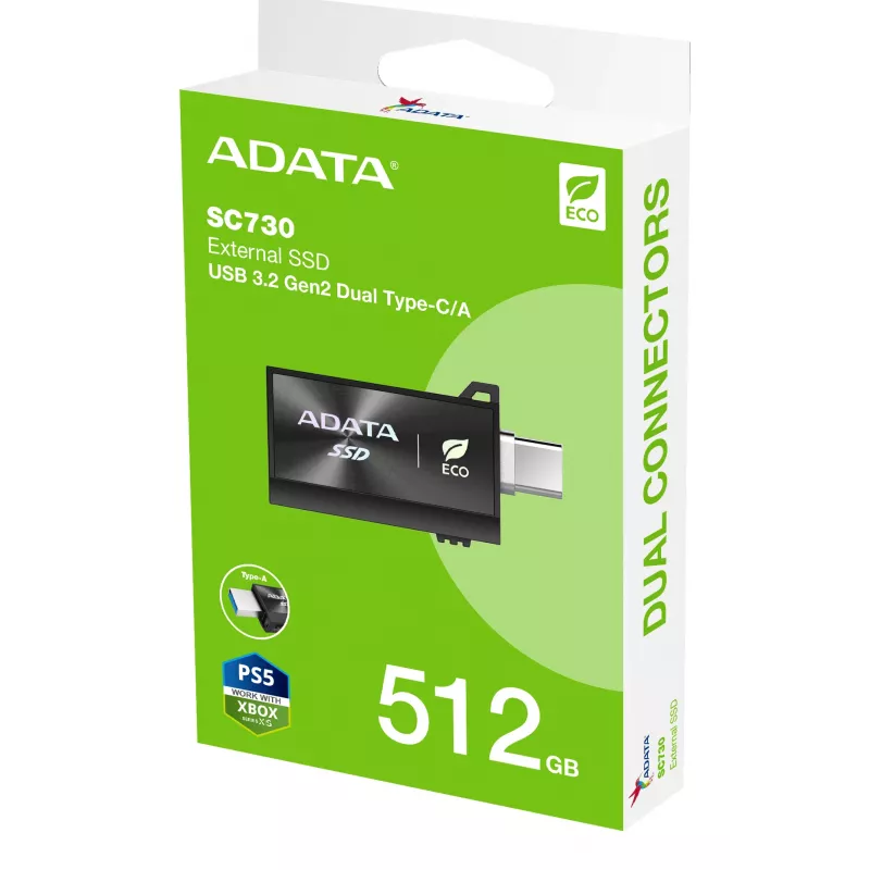 ADATA SC730 512 GB USB Type-C 3.2 Gen 2 (3.1 Gen 2) zwart
