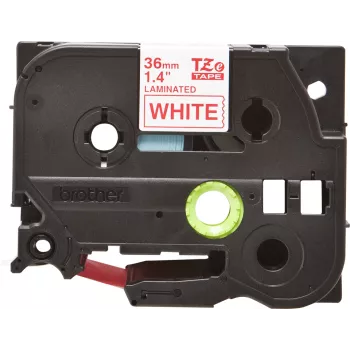 Brother gelamineerde tape 36 mm, rood op wit, TZe, thermotransfer, China, 5 jaar, Brother