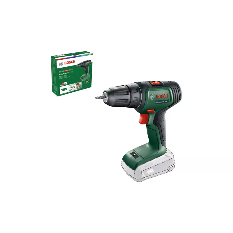 Bosch UniversalDrill 18V 06039D4000 accuboor-/schroefmachine, 40 Nm, 1450 tpm, 2 snelheden, snelspanboorkop, zonder accu en lader, groen/zwart