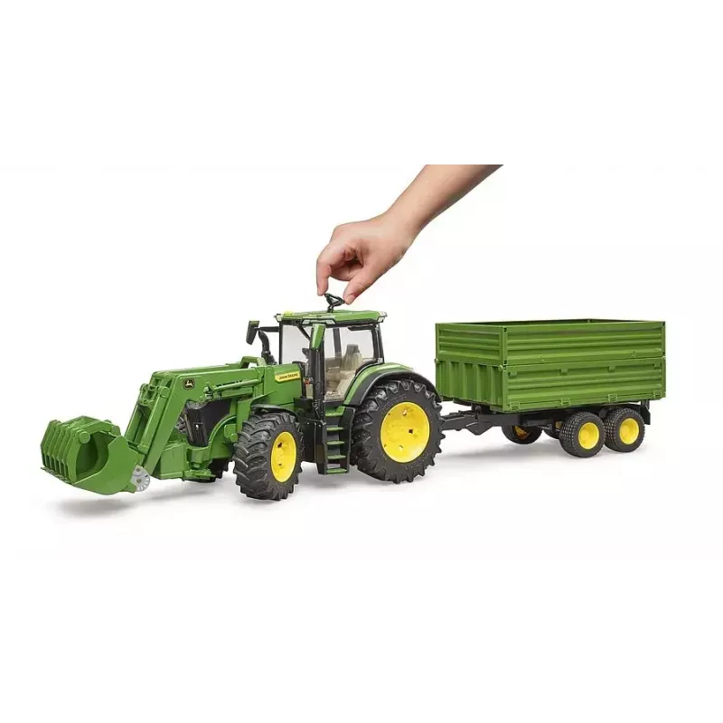 Tractor BRUDER John Deere 7R 350 met frontlader en tandemas-kipper, kunststof, vanaf 3 jaar