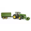 Tractor BRUDER John Deere 7R 350 met frontlader en tandemas-kipper, kunststof, vanaf 3 jaar
