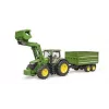 Tractor BRUDER John Deere 7R 350 met frontlader en tandemas-kipper, kunststof, vanaf 3 jaar