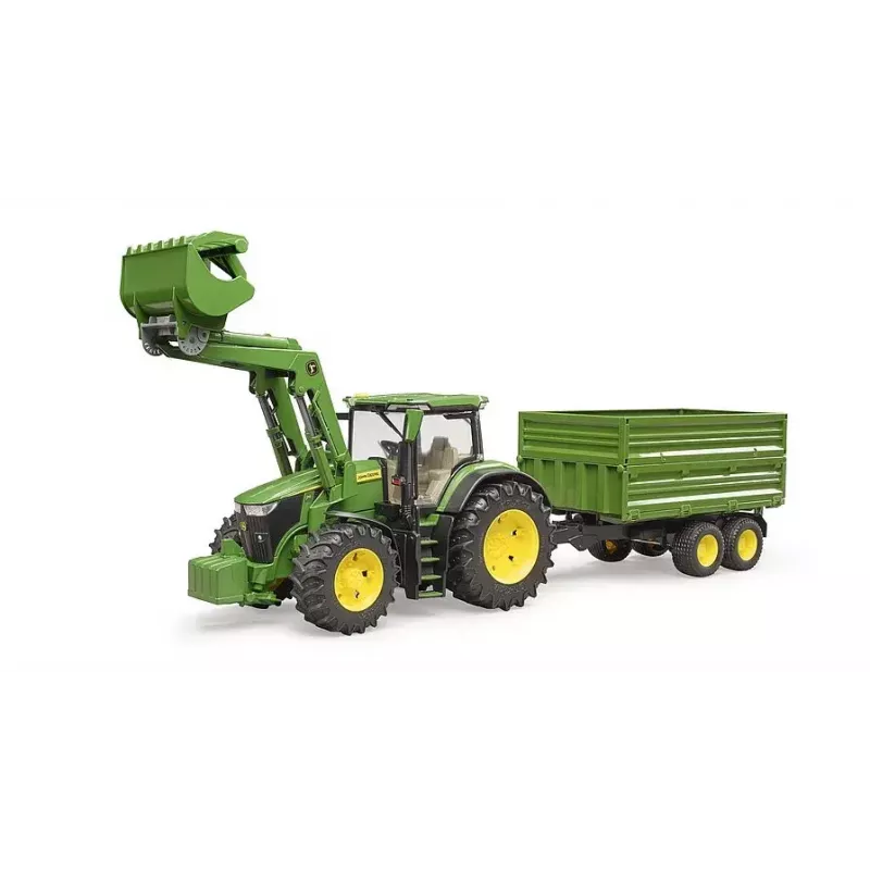 Tractor BRUDER John Deere 7R 350 met frontlader en tandemas-kipper, kunststof, vanaf 3 jaar