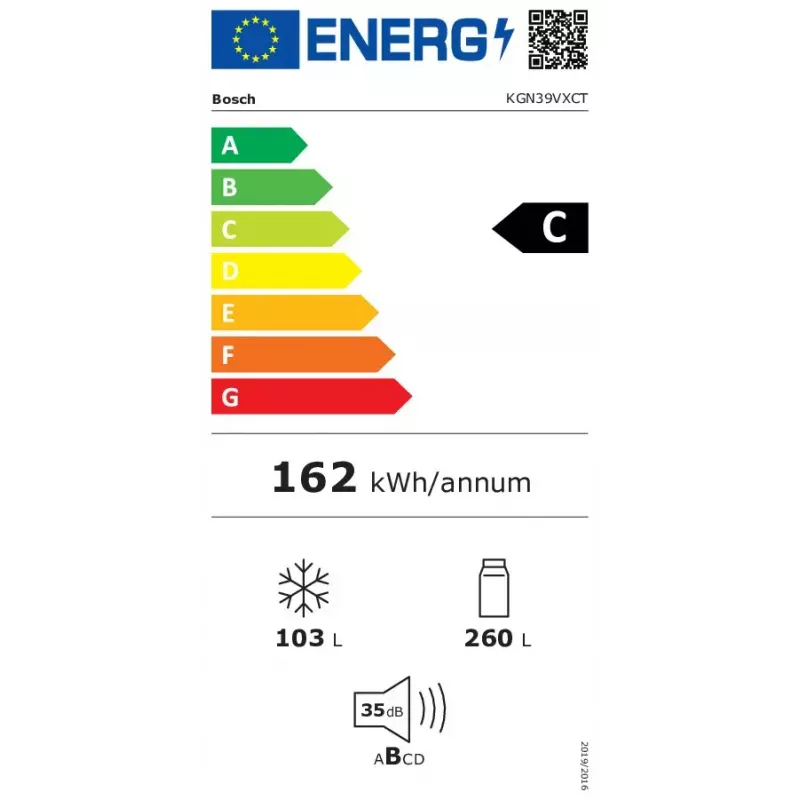 Bosch Serie 4 KGN39VXCT koel-vriescombinatie, 363 l (260 l + 103 l), energieklasse C, donker roestvrij staal