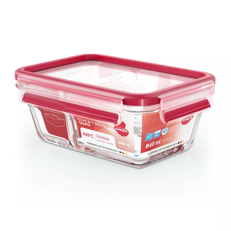 EMSA CLIP & CLOSE N10407 rechthoekige box 0,8 L transparant 1 stuk