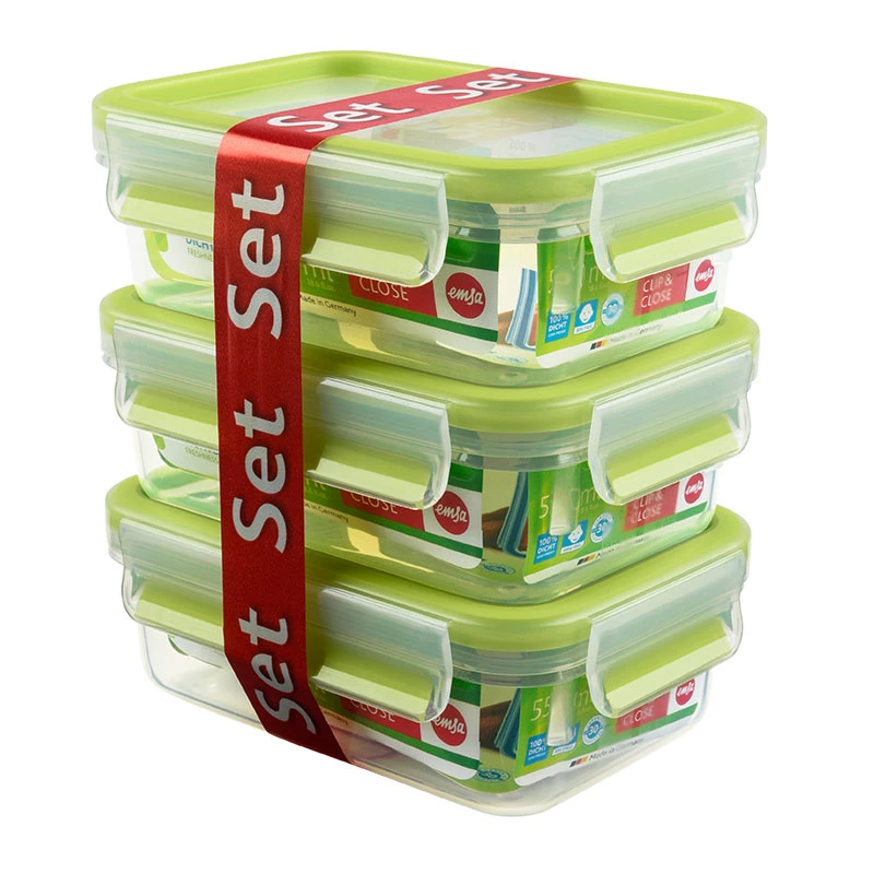 EMSA 508570 levensmiddelenbewaardoos rechthoekige doos 0,55 L transparant 3 stk.