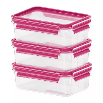 EMSA 515582 voorraaddoos rechthoekige doos 0,55 L roze, transparant 3 stuk