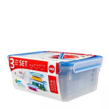 EMSA 508567 levensmiddelenbewaarbox rechthoekig transparant 3 stuk