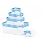 EMSA CLIP & CLOSE 508568 bewaarcontainer voor levensmiddelen rechthoekig set 3,7 L blauw, transparant 5 stuks