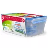 EMSA CLIP & CLOSE 508568 bewaarcontainer voor levensmiddelen rechthoekig set 3,7 L blauw, transparant 5 stuks
