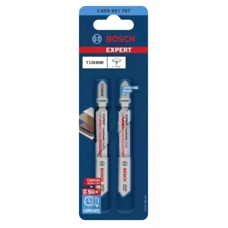 Decoupeerzaagblad Bosch T128BHM Carbide 2 stuks voor laminaat PVC