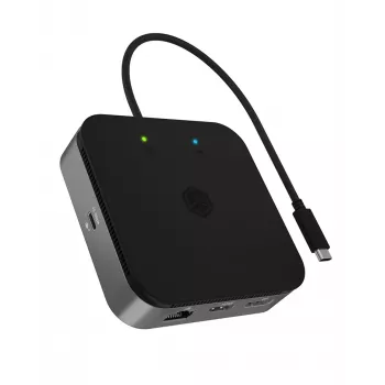 ICY BOX 7-in-1 USB4® dockingstation met dubbele video-uitgang, bedraad, USB4, 60 W, 3,5 mm, 10,100,1000 Mbit/s, antraciet