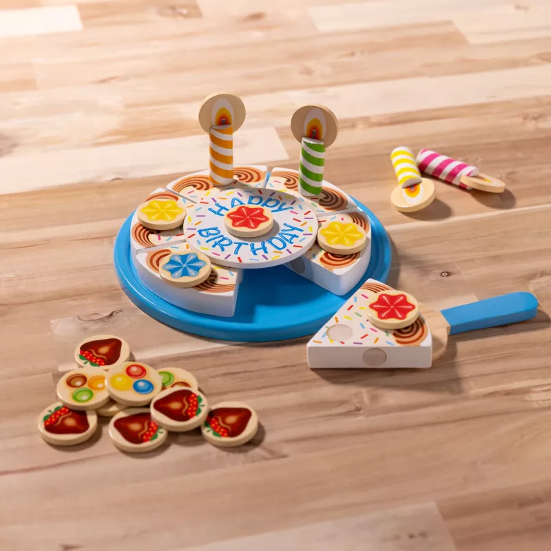 Melissa & Doug verjaardagstaart – houten speelgoedvoedsel met mengbare decoraties en 7 kaarsen