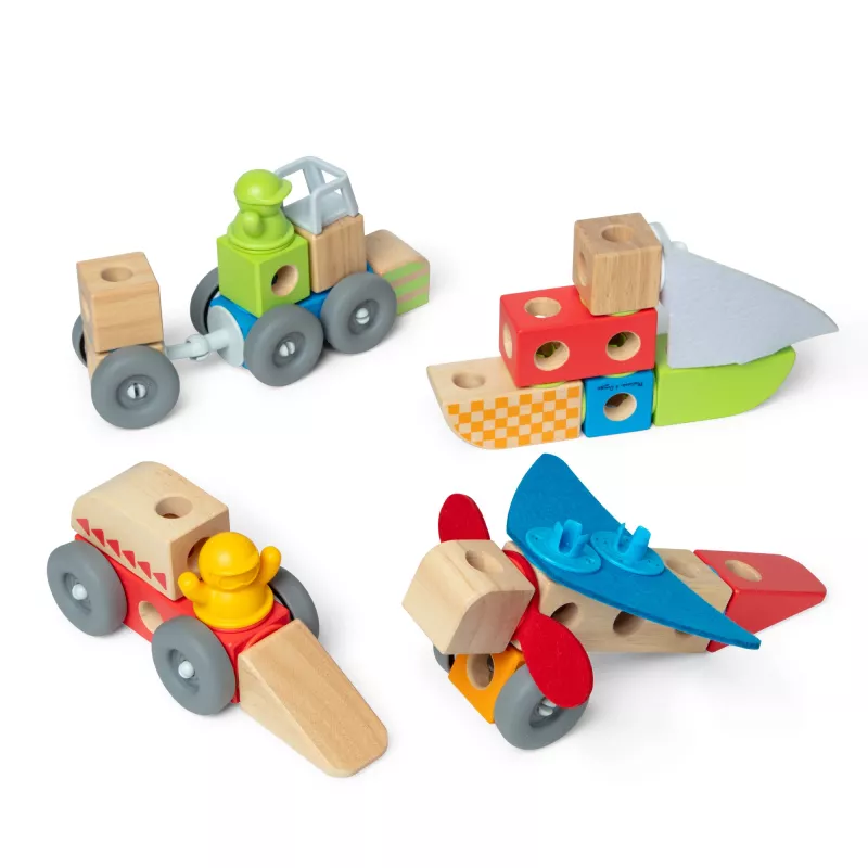 Melissa & Doug Blockables Voertuigen houten bouwset, 54 stuks, 6074902