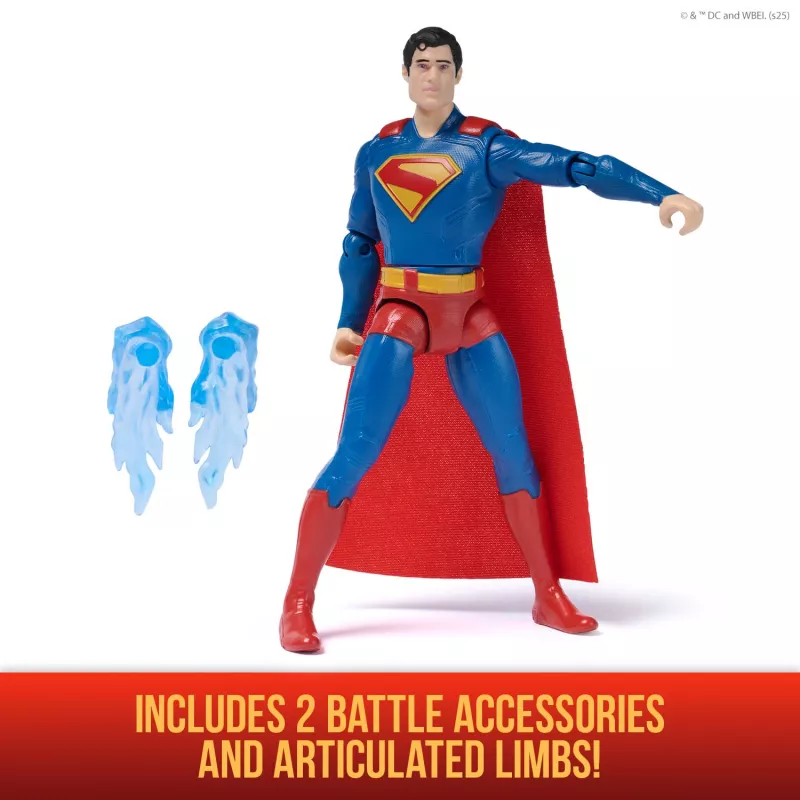 DC Comics, SUPERMAN Epic Strike actiefiguur, 15 cm groot, authentieke filmstyling, inclusief 2 accessoires, speelgoed voor jongens en meisjes vanaf 4 jaar