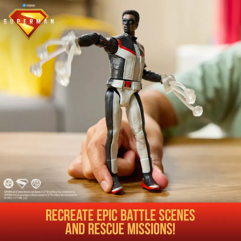 DC Comics, SUPERMAN, Mr. Terrific, Epic Strike actiefiguur, 15 cm groot, authentiek filmdesign, inclusief 2 accessoires, speelgoed voor jongens en meisjes vanaf 4 jaar