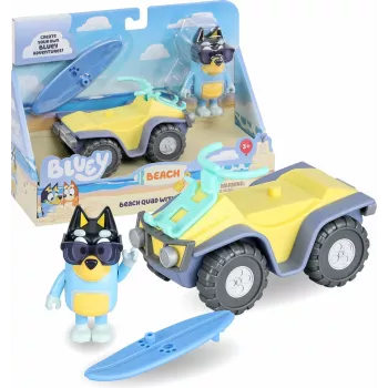 Moose Toys Bluey S9 figuur & voertuigset strandquad met Bandit