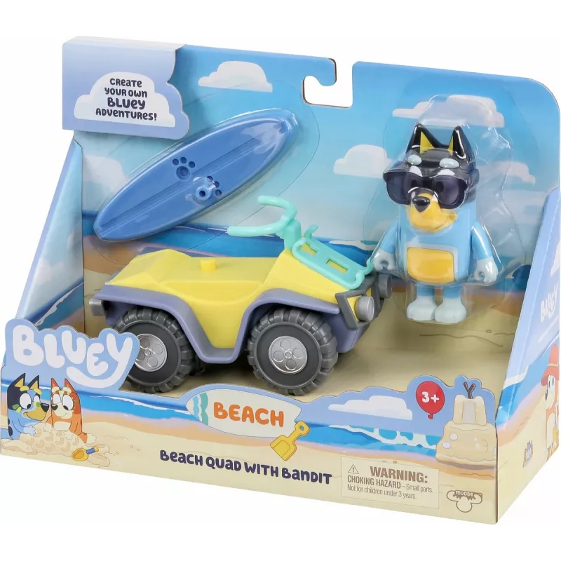 Moose Toys Bluey S9 figuur & voertuigset strandquad met Bandit