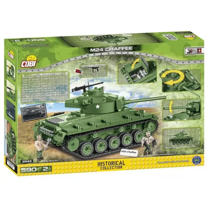 Bouwstenen tank Cobi M24 Chaffee model op schaal 1:35, Cobi-2543