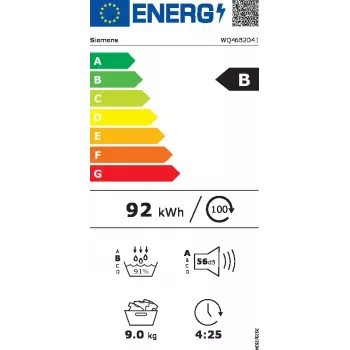Siemens iQ700 WQ46B2D41 warmtepompdroger vrijstaand voorlader 9 kg wit