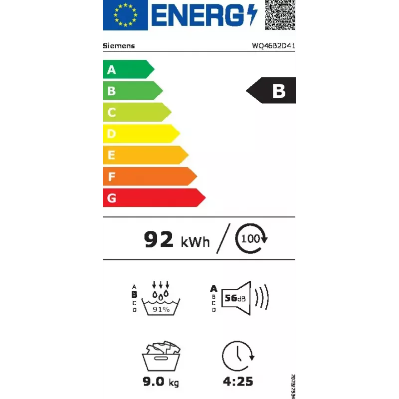 Siemens iQ700 WQ46B2D41 warmtepompdroger vrijstaand voorlader 9 kg wit