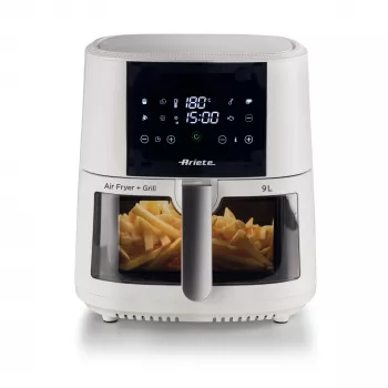 Ariete 4630 heteluchtfriteuse 9L, 1300W, inhoud 9L, bakcapaciteit 2,5kg, 8 voorgeprogrammeerde programma's, temperatuur tot 200°, transparante mand om de gaarheid te controleren, wit