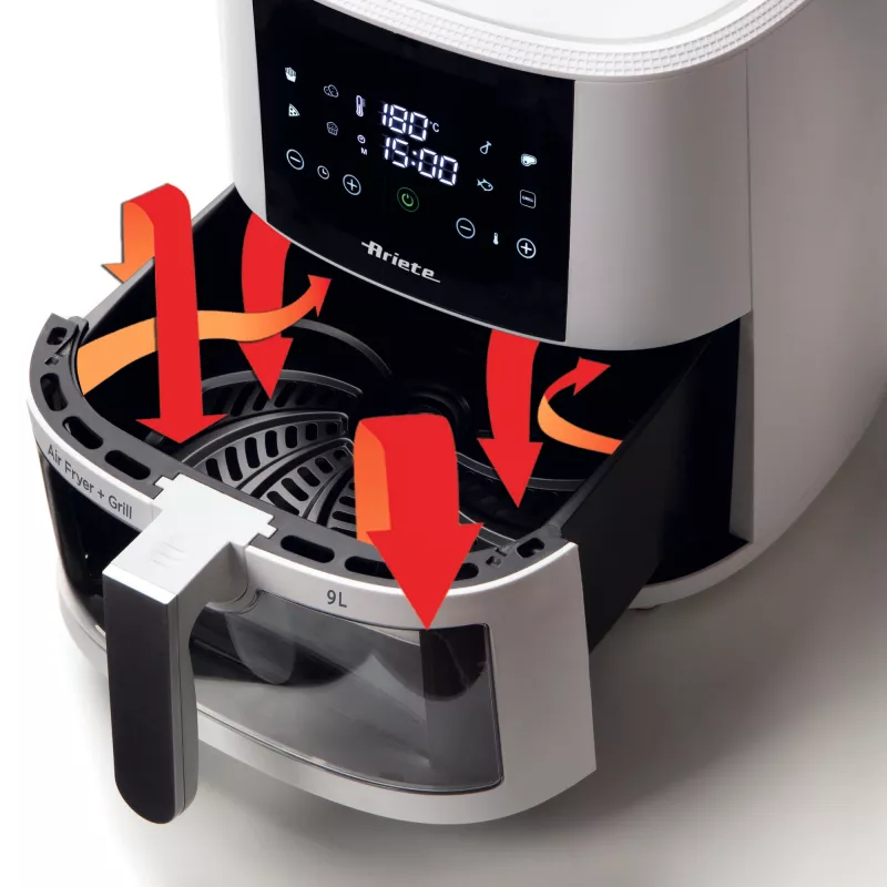 Ariete 4630/03 heteluchtfriteuse, 9 l, 1500 W, capaciteit van 3,5 kg, tot 200 °C, touchbediening, wit