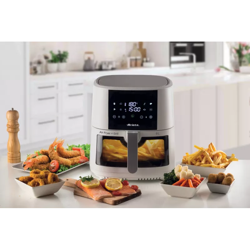 Ariete 4630/03 heteluchtfriteuse, 9 l, 1500 W, capaciteit van 3,5 kg, tot 200 °C, touchbediening, wit