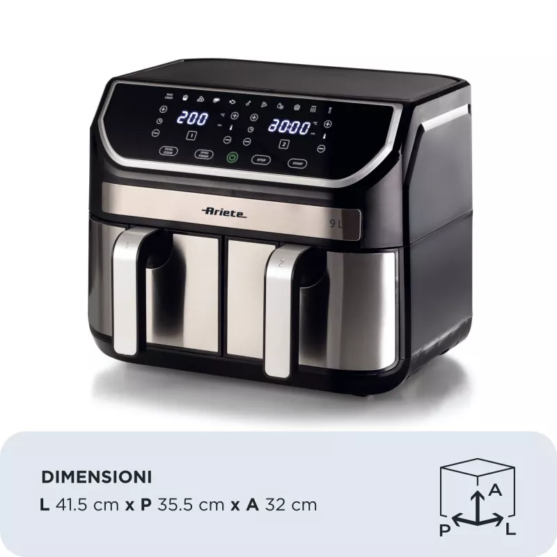 Heteluchtfriteuse Ariete 4625/00 9 L 2100 W zwart zilver