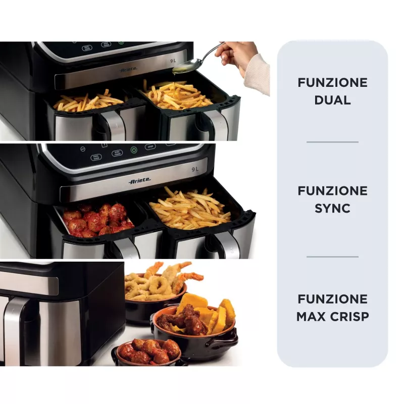 Heteluchtfriteuse Ariete 4625/00 9 L 2100 W zwart zilver