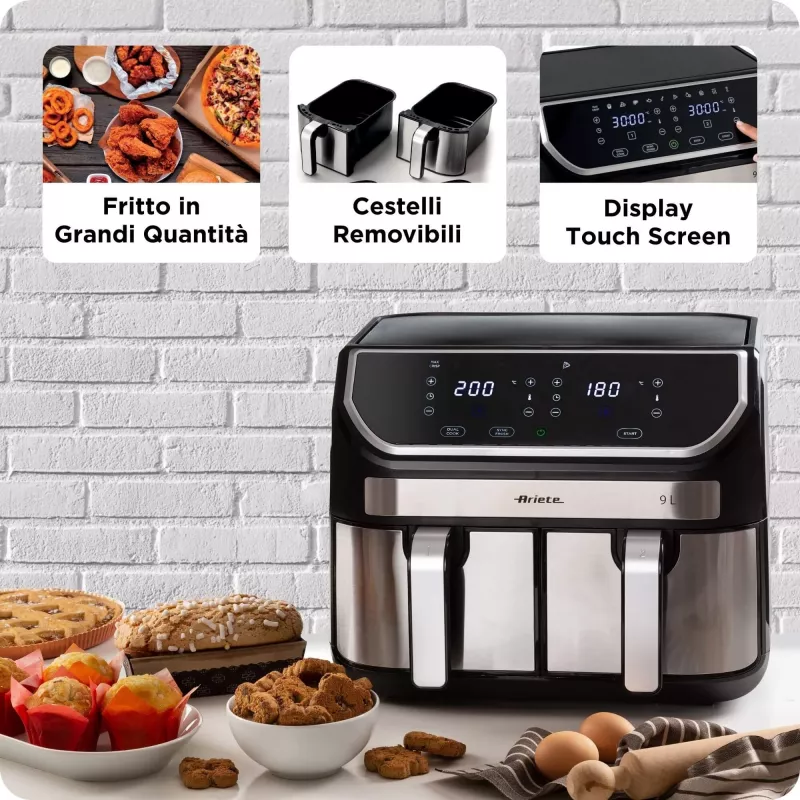 Heteluchtfriteuse Ariete 4625/00 9 L 2100 W zwart zilver