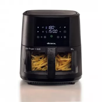 Ariete 4630 heteluchtfriteuse 9L, 1300W, inhoud 9L, bakcapaciteit 2,5 kg, 8 voorgeprogrammeerde programma's, temperatuur tot 200 °C, transparante mand voor bakcontrole, zwart