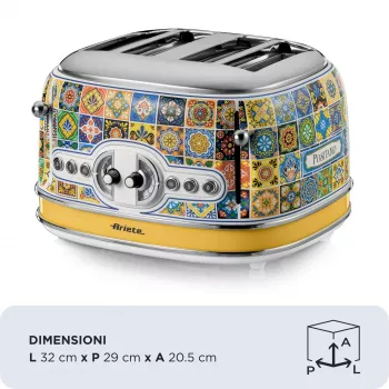Toaster ARIETE Positano 4 sneetjes, 1630 W, veelkleurige uitvoering