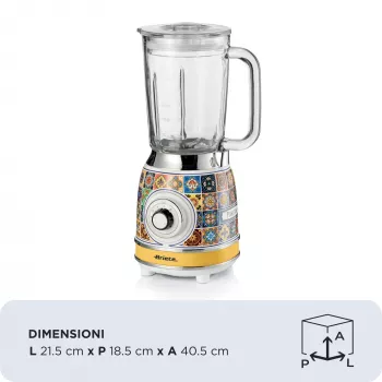 Ariete 583 Positano mixer met glazen kan van 1,5 liter, 4 RVS-messen, 4 snelheden + pulse, 1000 watt