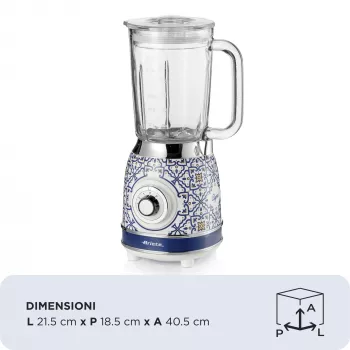 Ariete 583 Capri staafmixer met glazen kan van 1,5 liter, 4 RVS-messen, 4 snelheden + pulsfunctie, 1000 watt