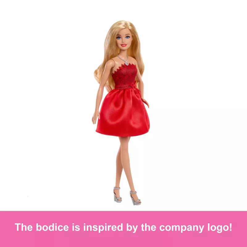 Barbie Mattel 80e jubileum robijnrode jubileummodepop met rode jurk en accessoires