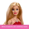 Barbie Mattel 80e jubileum robijnrode jubileummodepop met rode jurk en accessoires