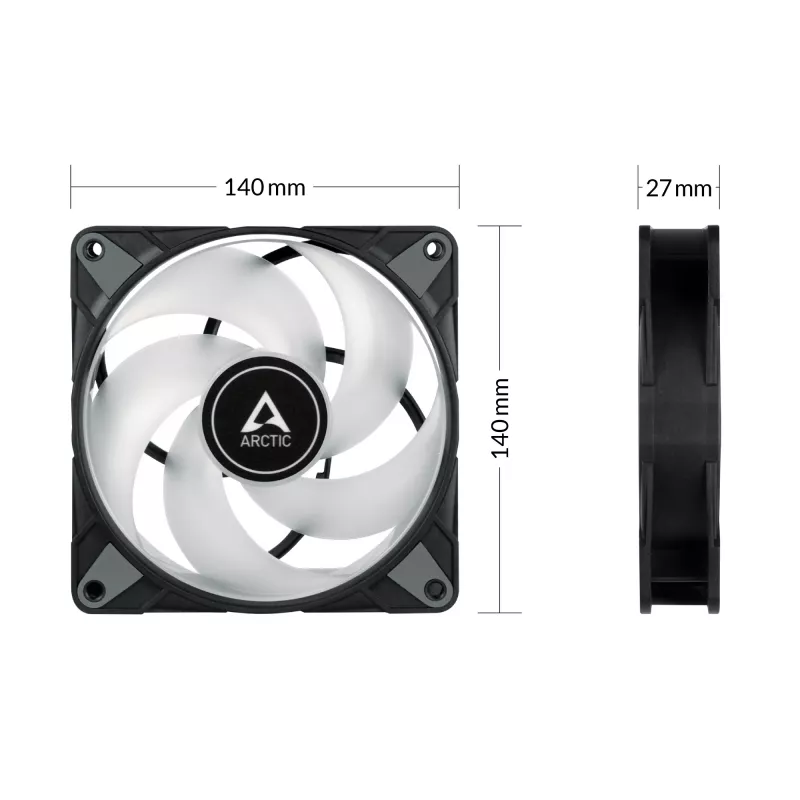 ARCTIC P14 PWM PST A-RGB 0dB – semi-passieve 140-mm-ventilator met digitale A-RGB