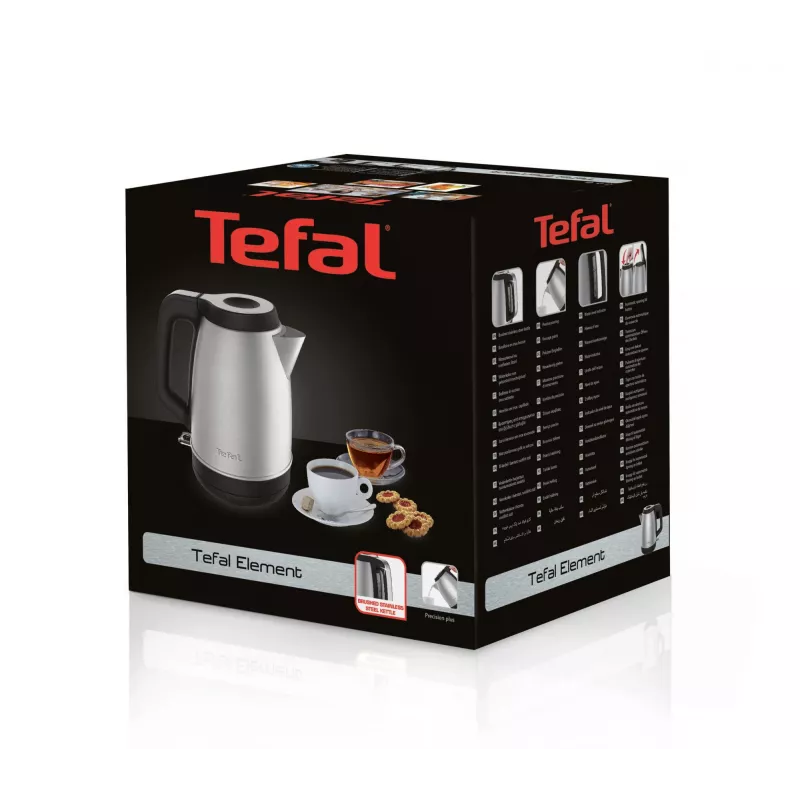 Tefal KI280D waterkoker 1,7 l 2400 W zwart, roestvrij staal