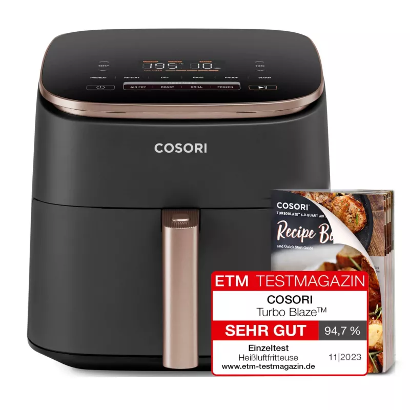 Cosori Turbo Blaze Chef Edition Single 6 L vrijstaand 1725 W airfryer zwart, roségoud